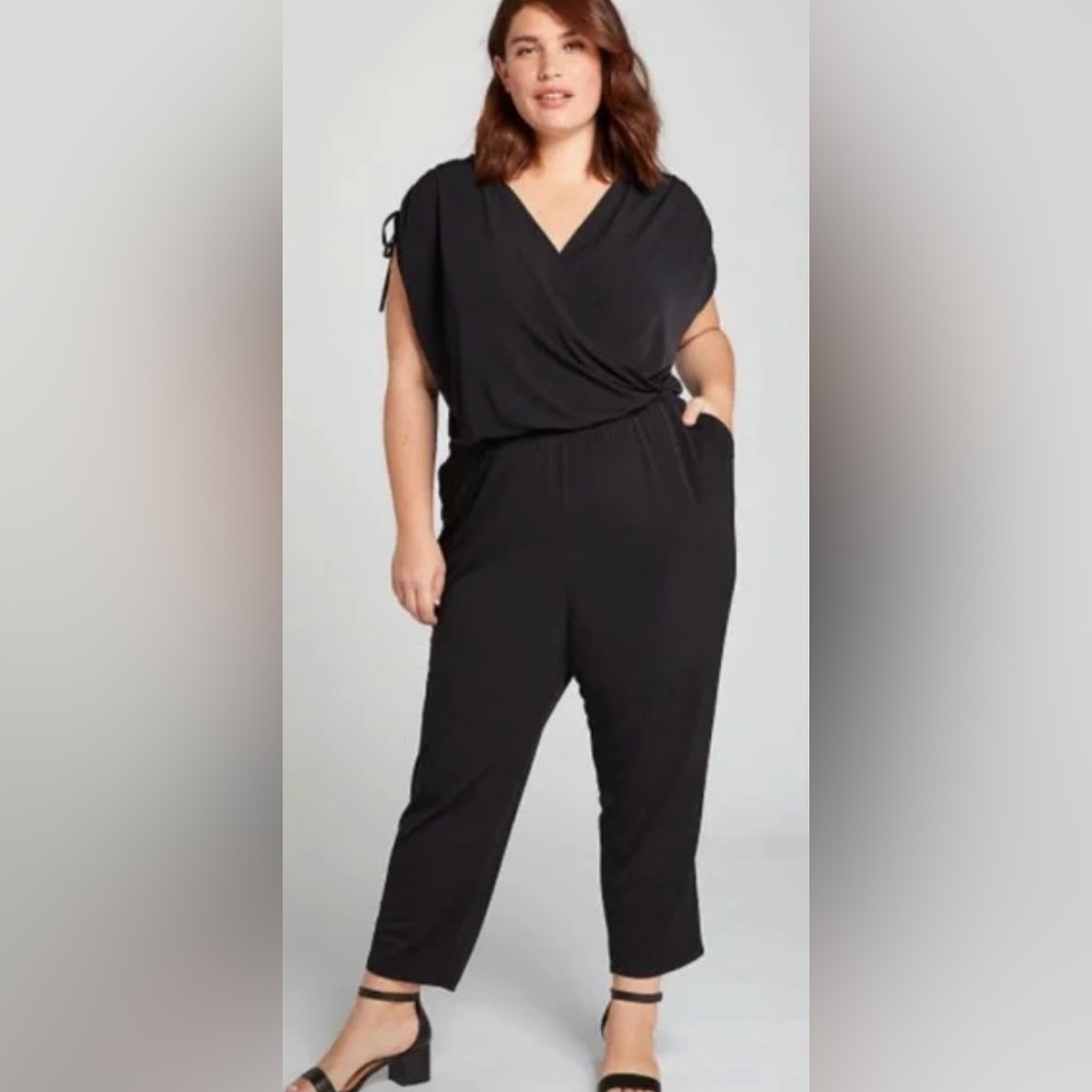 LANE BRYNT BLACK FAUX WRAPPED JUMPSUIT SIZE 22/24
